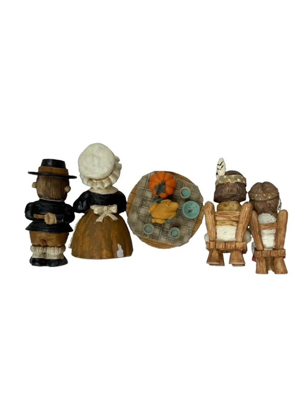 Thanksgiving Pilgrim Figurines Set of 5 Crowning Torch Resin Bob Scheeberg